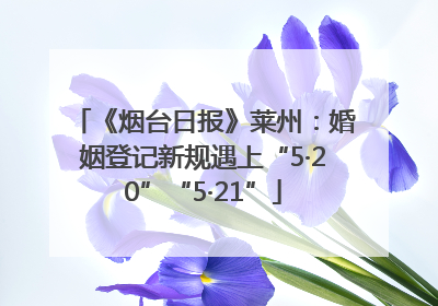 《烟台日报》莱州：婚姻登记新规遇上“5·20”“5·21”