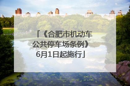 《合肥市机动车公共停车场条例》6月1日起施行