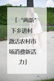 “两新”下乡进村 激活农村市场消费新活力