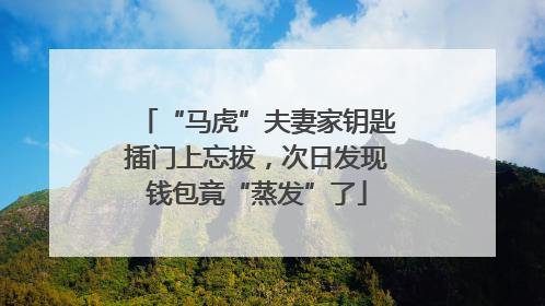 “马虎”夫妻家钥匙插门上忘拔，次日发现钱包竟“蒸发”了