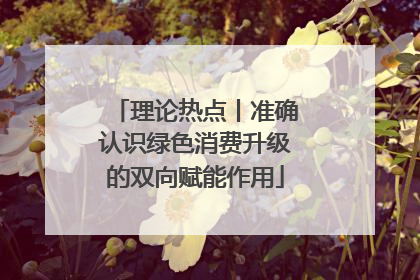理论热点丨准确认识绿色消费升级的双向赋能作用