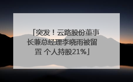 突发！云路股份董事长兼总经理李晓雨被留置 个人持股21%