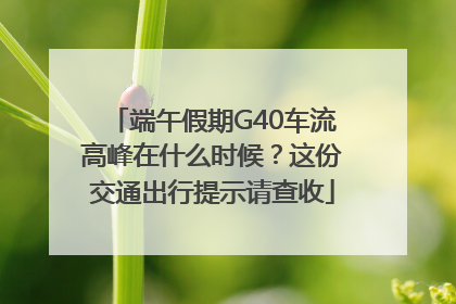 端午假期G40车流高峰在什么时候？这份交通出行提示请查收