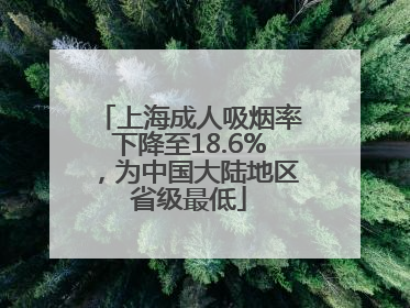上海成人吸烟率下降至18.6%，为中国大陆地区省级最低