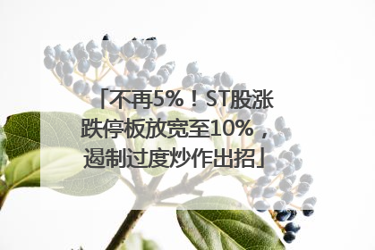 不再5%！ST股涨跌停板放宽至10%，遏制过度炒作出招