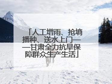 人工增雨、抢墒播种、送水上门——甘肃全力抗旱保障群众生产生活