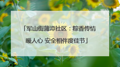 军山街蒲潭社区：粽香传情暖人心 安全相伴度佳节