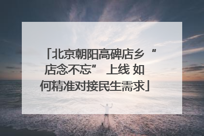 北京朝阳高碑店乡“店念不忘” 上线 如何精准对接民生需求
