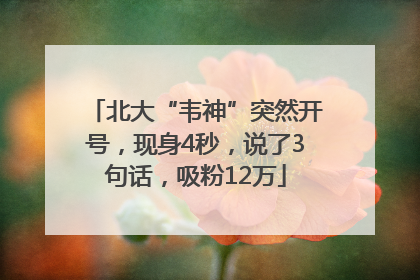 北大“韦神”突然开号，现身4秒，说了3句话，吸粉12万