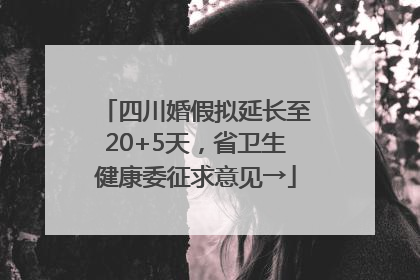 四川婚假拟延长至20+5天，省卫生健康委征求意见→