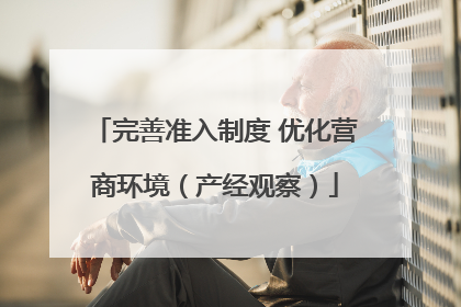 完善准入制度 优化营商环境（产经观察）