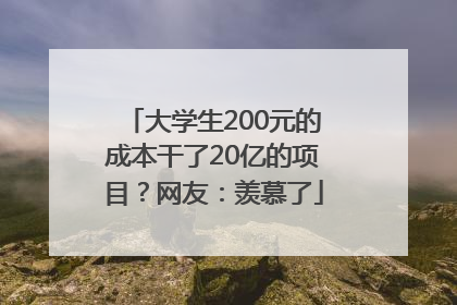 大学生200元的成本干了20亿的项目？网友：羡慕了