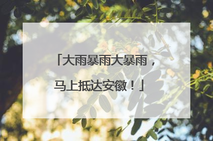 大雨暴雨大暴雨，马上抵达安徽！