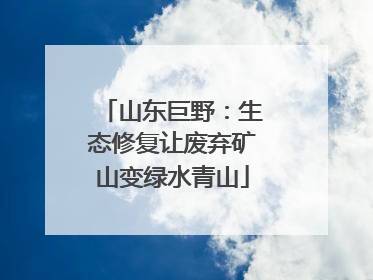 山东巨野：生态修复让废弃矿山变绿水青山