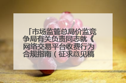 市场监管总局价监竞争局有关负责同志就《网络交易平台收费行为合规指南（征求意见稿）》答记者问