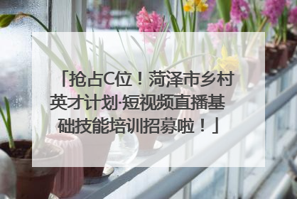 抢占C位！菏泽市乡村英才计划·短视频直播基础技能培训招募啦！