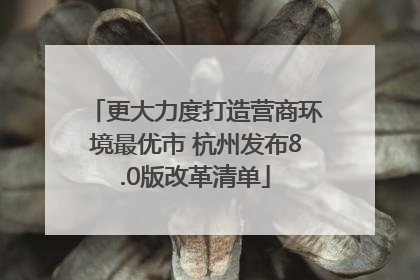 更大力度打造营商环境最优市 杭州发布8.0版改革清单