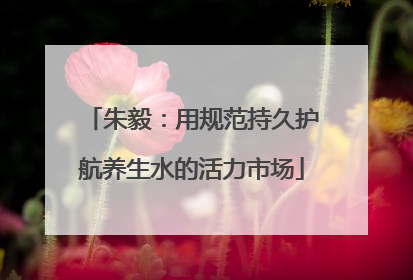 朱毅：用规范持久护航养生水的活力市场