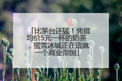 比茅台还猛！凭借均价5元一杯的奶茶，蜜雪冰城正在造就一个商业帝国