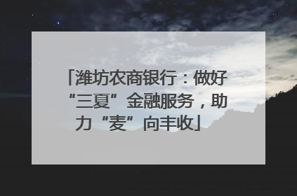 潍坊农商银行：做好“三夏”金融服务，助力“麦”向丰收