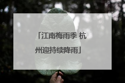 江南梅雨季 杭州迎持续降雨