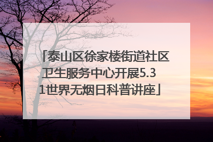 泰山区徐家楼街道社区卫生服务中心开展5.31世界无烟日科普讲座