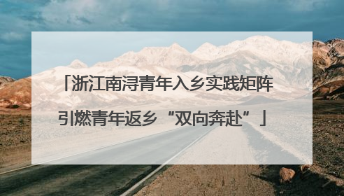 浙江南浔青年入乡实践矩阵 引燃青年返乡“双向奔赴”
