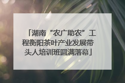 湖南“农广助农”工程衡阳茶叶产业发展带头人培训班圆满落幕