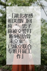 湖北孝感相关部门回应“一男子称被交警打断9根肋骨未立案”：已成立联合专班开展工作