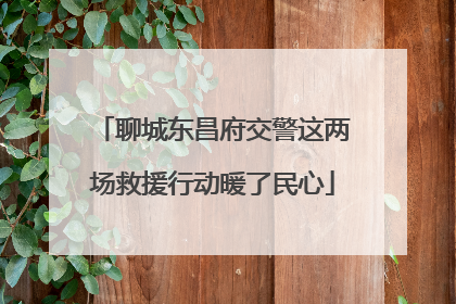 聊城东昌府交警这两场救援行动暖了民心