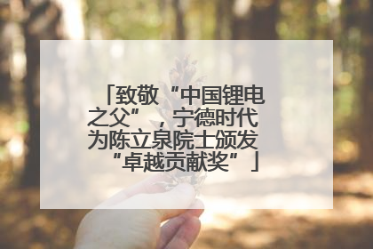 致敬“中国锂电之父”，宁德时代为陈立泉院士颁发“卓越贡献奖”