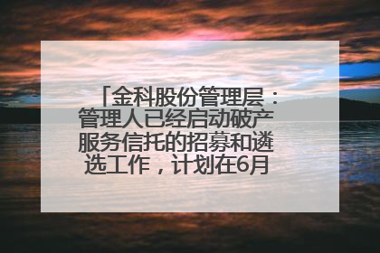 金科股份管理层：管理人已经启动破产服务信托的招募和遴选工作，计划在6月初召开评审会