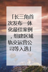 长三角首次发布一体化最佳案例，组建区域轨交运营公司等入选