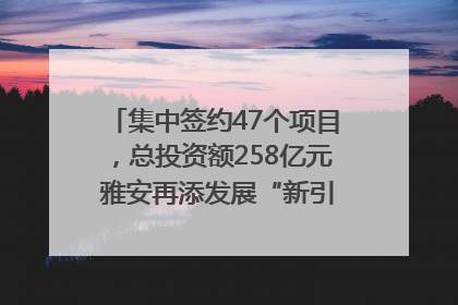 集中签约47个项目，总投资额258亿元 雅安再添发展“新引擎”｜数读西投