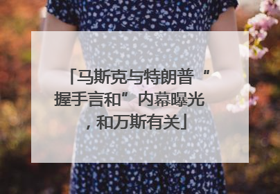 马斯克与特朗普“握手言和”内幕曝光，和万斯有关