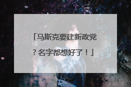 马斯克要建新政党？名字都想好了！