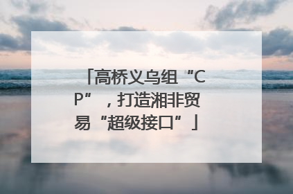 高桥义乌组“CP”，打造湘非贸易“超级接口”