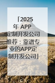 2025 年 APP 定制开发公司推荐：靠谱专业的APP定制开发公司